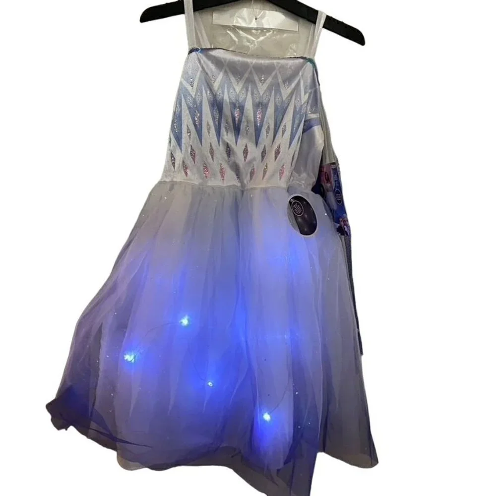 Disguise Disney Frozen Elsa Deluxe Light Up Halloween Costume Dress Headpiece